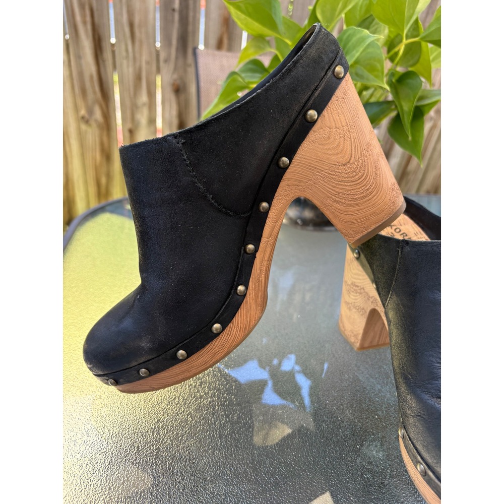 Kork-Ease Black Leather Studded Platform Clogs Mules KE0012903 Womens Bratz 10M
